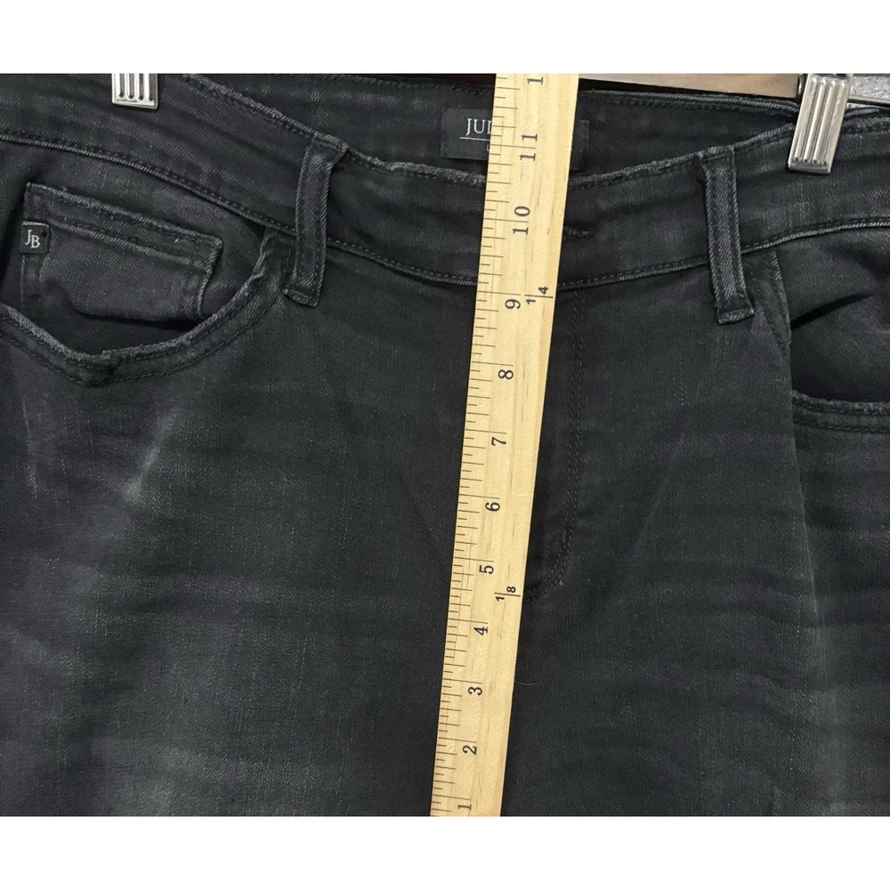 Judy‎ Blue Skinny Fit Fringe Jeans Sz 15/32 Black Fringe Hem Stretch